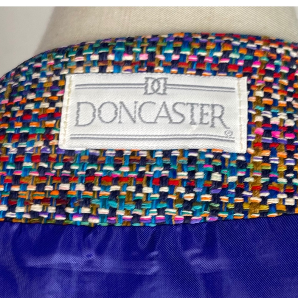Vintage Doncaster - Cropped Silk Tweed Vest - Purple/Multicolored -‎ Size 10 - Picture 11 of 15